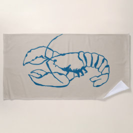 Blauwe Kreeft Lijntekening Op Zandstrand Tane Kleu Strandlaken