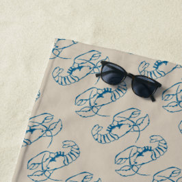 Blauwe Kreeft Lijntekening Op Zandstrand Tane Kleu Strandlaken