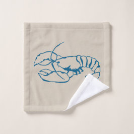 Blauwe Kreeft Lijntekening Op Zandstrand Tane Kleu Washandje