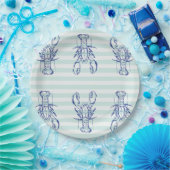 blauwe kreeft papieren bordje (Feest)