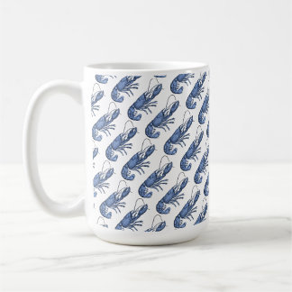 Blauwe Kreeft Retro Vintage Afbeelding Koffiemok