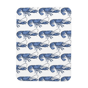 Blauwe Kreeft Retro Vintage Afbeelding Magneet