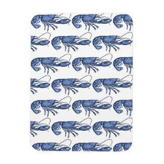 Blauwe Kreeft Retro Vintage Afbeelding Magneet