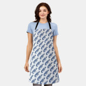 Blauwe Kreeft Retro Vintage Afbeelding Schort (Gedragen)