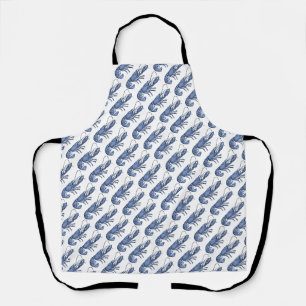 Blauwe Kreeft Retro Vintage Afbeelding Schort