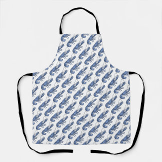 Blauwe Kreeft Retro Vintage Afbeelding Schort