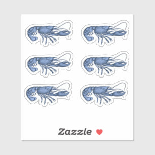 Blauwe Kreeft Retro Vintage Afbeelding Sticker