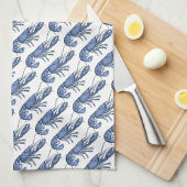 Blauwe Kreeft Retro Vintage Afbeelding Theedoek (Quarter Fold)