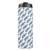 Blauwe Kreeft Retro Vintage Afbeelding Thermosbeker (Voorkant)