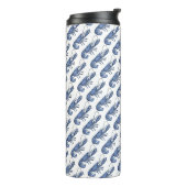 Blauwe Kreeft Retro Vintage Afbeelding Thermosbeker (Gedraaid links)