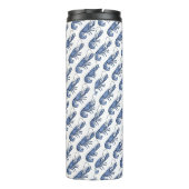 Blauwe Kreeft Retro Vintage Afbeelding Thermosbeker (Achterkant)