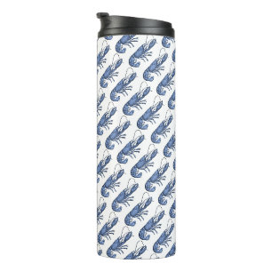 Blauwe Kreeft Retro Vintage Afbeelding Thermosbeker