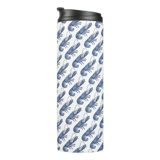 Blauwe Kreeft Retro Vintage Afbeelding Thermosbeker (Geroteerd rechts)