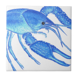 Blauwe kreeft tegeltje