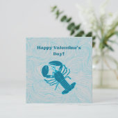 Blauwe kreeft Valentijn Feestdagenkaart (Staand voorkant)