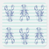 blauwe kreeft vierkante sticker (Voorkant)