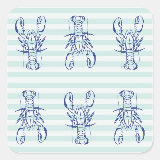 blauwe kreeft vierkante sticker (Voorkant)