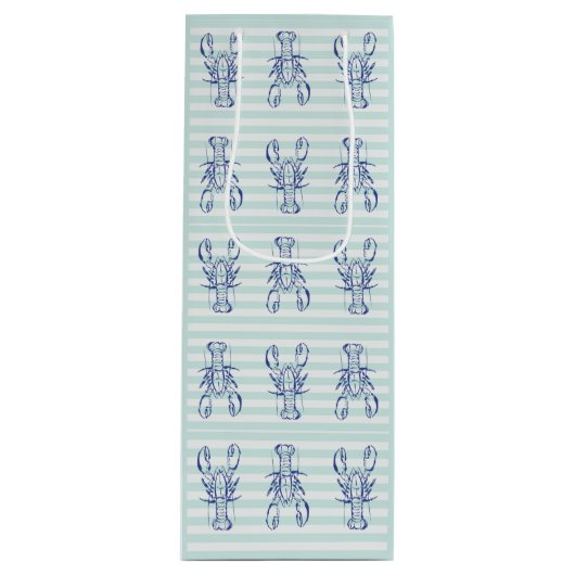 blauwe kreeft wijn cadeautas (Voorkant)