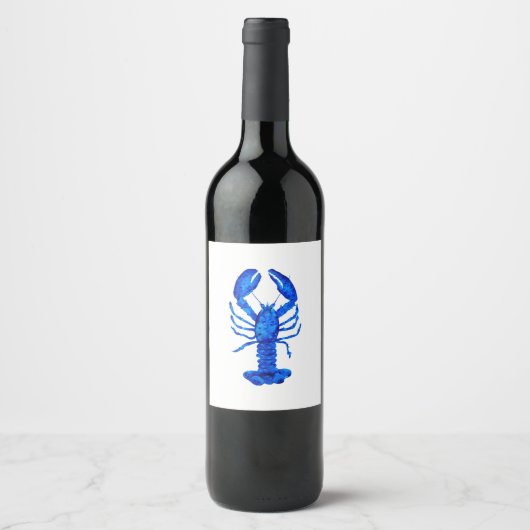 Blauwe Kreeft Wijn Etiket (Voorkant)