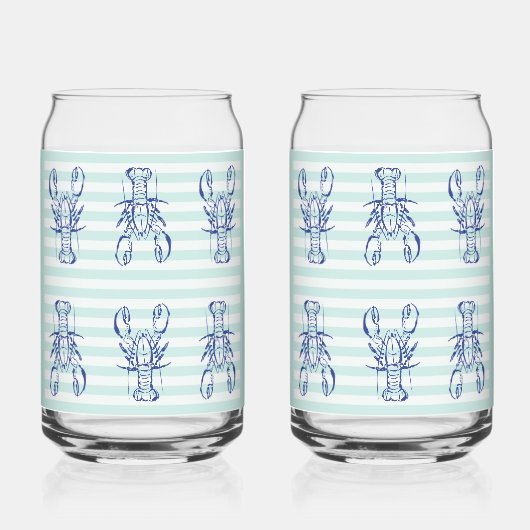 Blauwe Kreeften Blikvorm Glas (Voorkant)