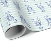 Blauwe Kreeften Cadeaupapier (Rol Hoek)