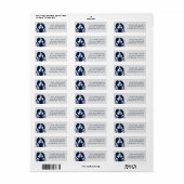Blauwe kreeftgrijze retouradreslabels etiket (Full Sheet)
