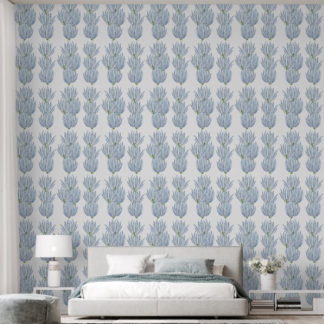 Blauwe Krijtstokken op een  Behang (Slaapkamer)