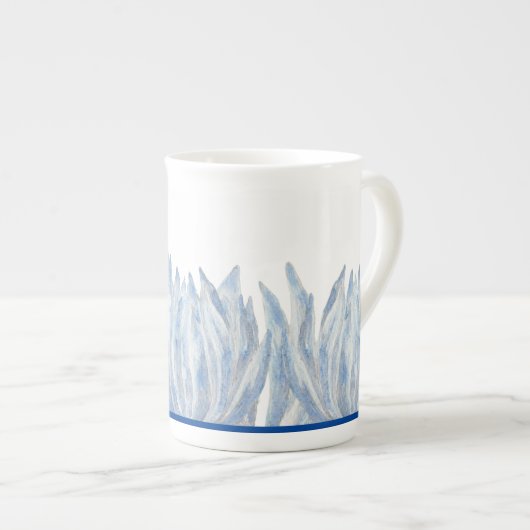 Blauwe krijtstokken op een Bone China-Mok Porselein Kop (Voorkant rechts)