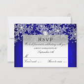 Blauwe Kristal Parel Sneeuwvlok Zilver Winter RSVP (Voorkant)