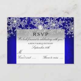 Blauwe Kristal Parel Sneeuwvlok Zilver Winter RSVP Kaartje