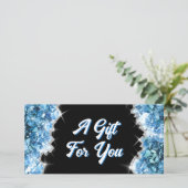 Blauwe kristallen cadeaubon (Staand voorkant)
