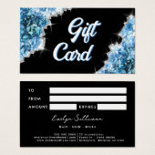 Blauwe kristallen cadeaubon visitekaartje (Voorkant /achterkant)