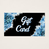 Blauwe kristallen cadeaubon visitekaartje (Voorkant)