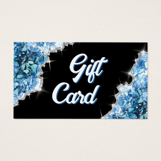 Blauwe kristallen cadeaubon visitekaartje (Voorkant)