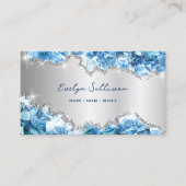 Blauwe Kristallen Faux folie Geode visitekaartje (Voorkant)