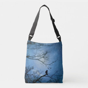 blauwe kristallen kraai crossbody tas