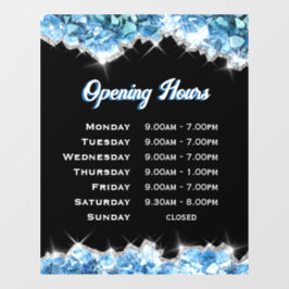 Blauwe Kristallen Openingsuren Ramensticker Raamsticker