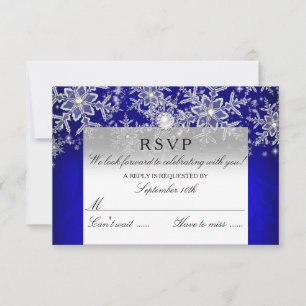 Blauwe Kristallen Parel Sneeuwvlok Zilver Winter R RSVP Kaartje