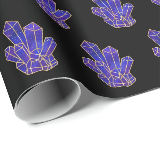Blauwe kristallen patroon cadeaupapier (Rol Hoek)