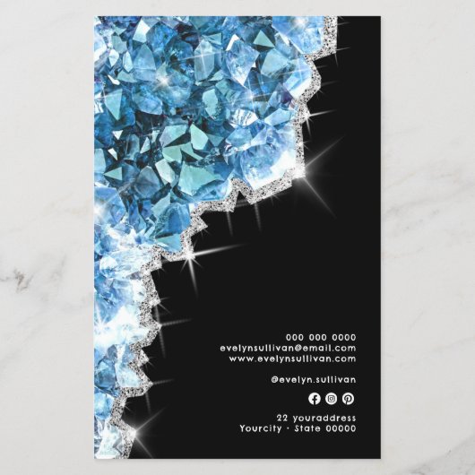 Blauwe kristallen prijslijst flyer (Achterkant)