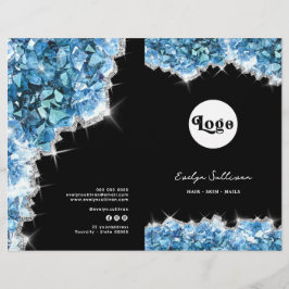 Blauwe kristallen service menu brochure