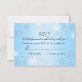 Blauwe Kristallen Sneeuwvlok Winter Wonderland RSV RSVP Kaartje