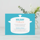 BLAUWE KROCK POT | HOLIDAY POTLUCK INVITATIONS KAART (Staand voorkant)