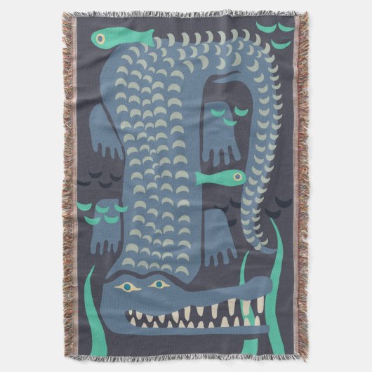 Blauwe krokodil deken (Voorkant Verticaal)