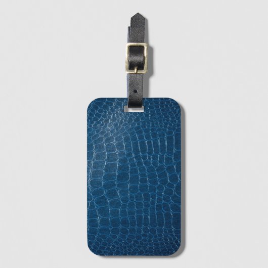 Blauwe krokodillederafdruk bagagelabel (Voorkant (verticaal))