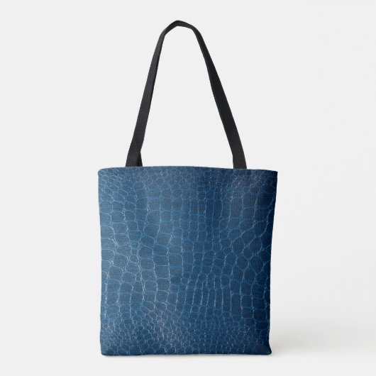 Blauwe krokodillederafdruk tote bag (Achterkant)
