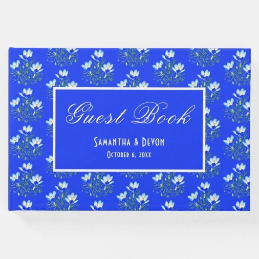 Blauwe Krokussen Bruiloft Gastenboek (Voorkant)