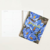 Blauwe krokussen en een bij planner (Display)
