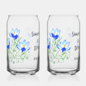 Blauwe krokussen gedrukte glazen potten (Voorkant)