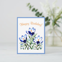Blauwe krokussen in lente ansichtkaart briefkaart